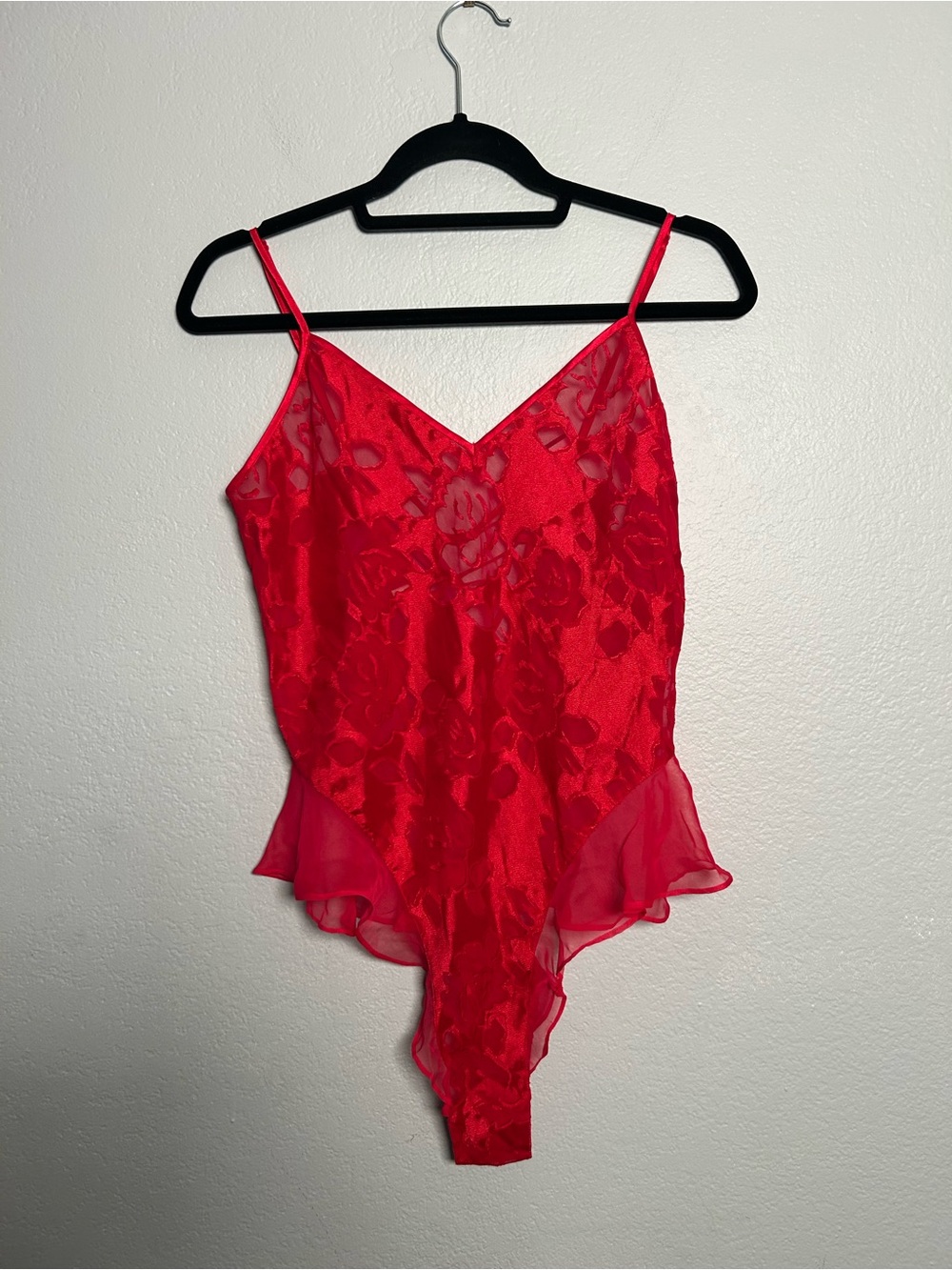 NWT VINTAGE 90 sVictoria's Secret Gold Label Red Satin Lingerie Teddy Medium